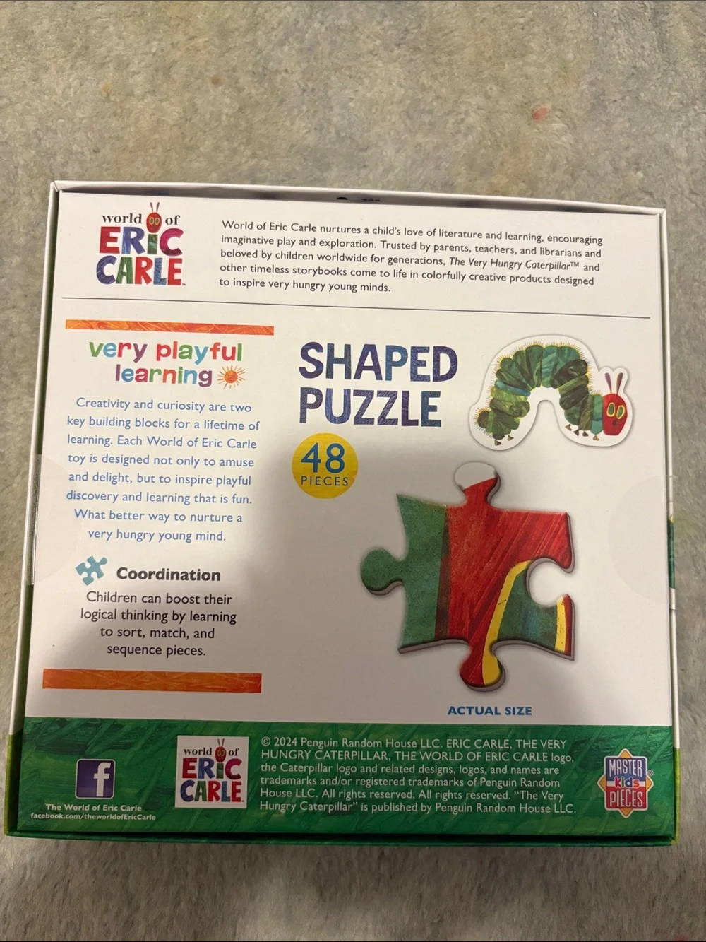 NWT Eric Carle The Very Hungry Caterpillar Shaped Puzzle, 48 Pieces